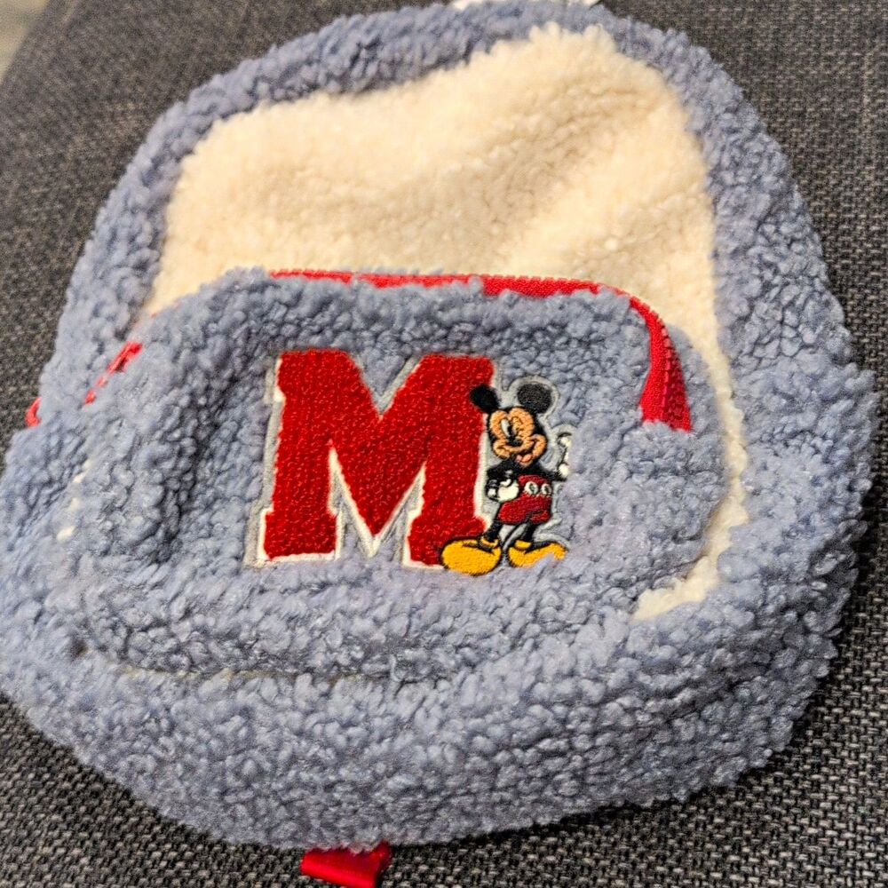 Disney Mickey Mouse Teddy Fleece Mini Backpack Embroidered Letter M Sherpa Bag